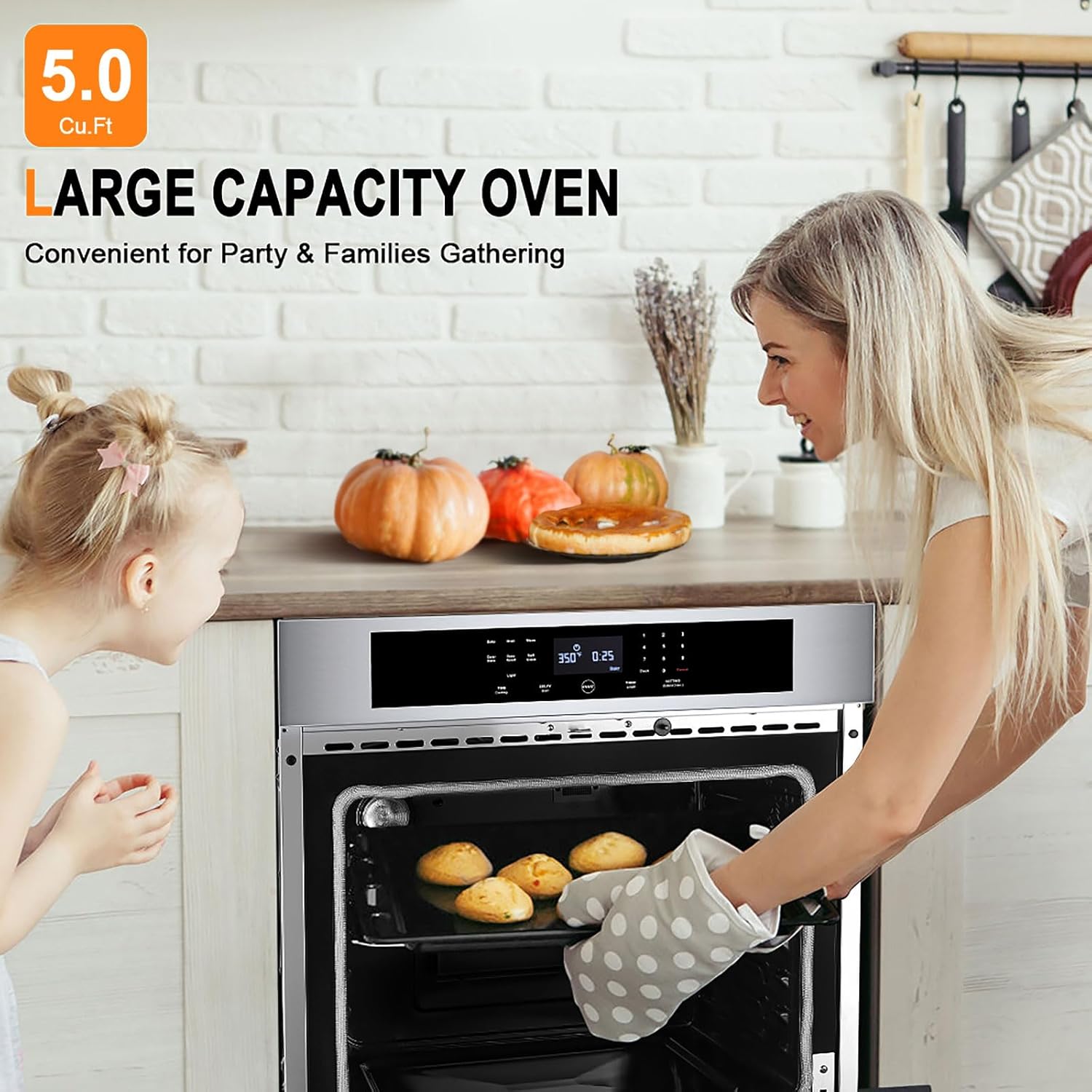 30 inch Electric Wall Oven,Gasland Chef Built-in 8 Cooking Function Single Ovens with Self-cleaning Convection Fan Touch Control,Stainless Steel