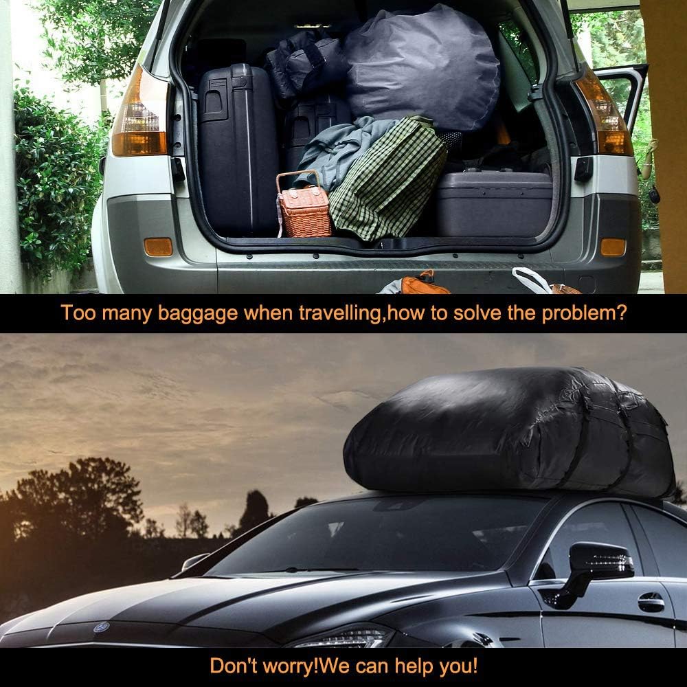 Sailnovo Car Rooftop Cargo Carrier Bag, 21 Cubic Feet 100% Waterproof Heavy Duty 900D Car Roof Bag for All Vehicle with/Without Racks - Anti-Slip Mat+6 Door Hooks