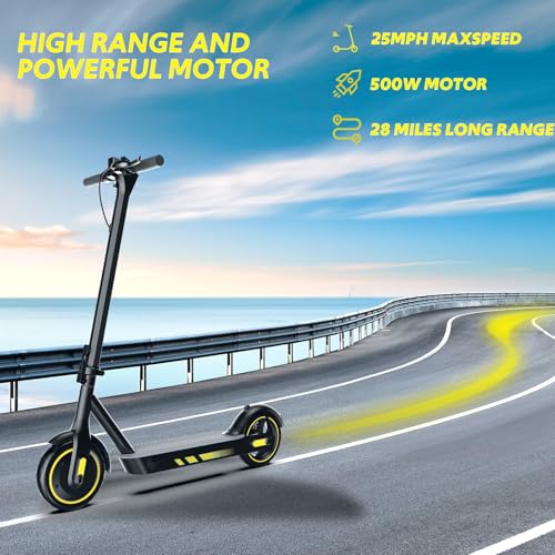 Electric Scooter for Adults Long Range Miles, 500/600W Motor & 10" Vacuum Tires, Foldable Design with Dual Disc Brakes, Smart App Control