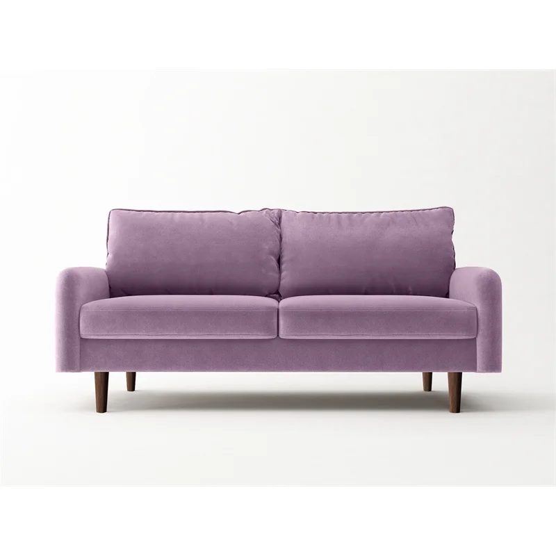 Enor Furniture Averie 69" Upholstered Modern Velvet Sofa in Purple