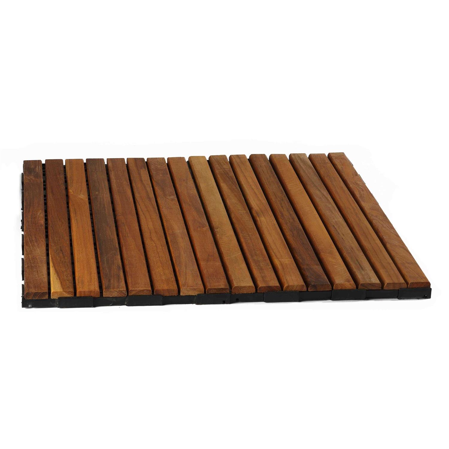 Cortesi Home FloorKNKT Interlocking Teak Wood Floor Patio Deck Tiles in 12x24 inch - Shop Hardware Tools Online Store