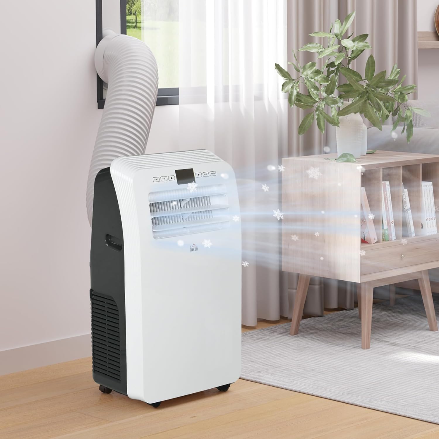 HOMCOM 12000 BTU Portable Air Conditioner for Rooms Up to 550 Sq. Ft., 3-in-1 AC Unit with Dehumidifier, Cooling Fan, Remote, 24H Timer On/Off, Window Installation Kit