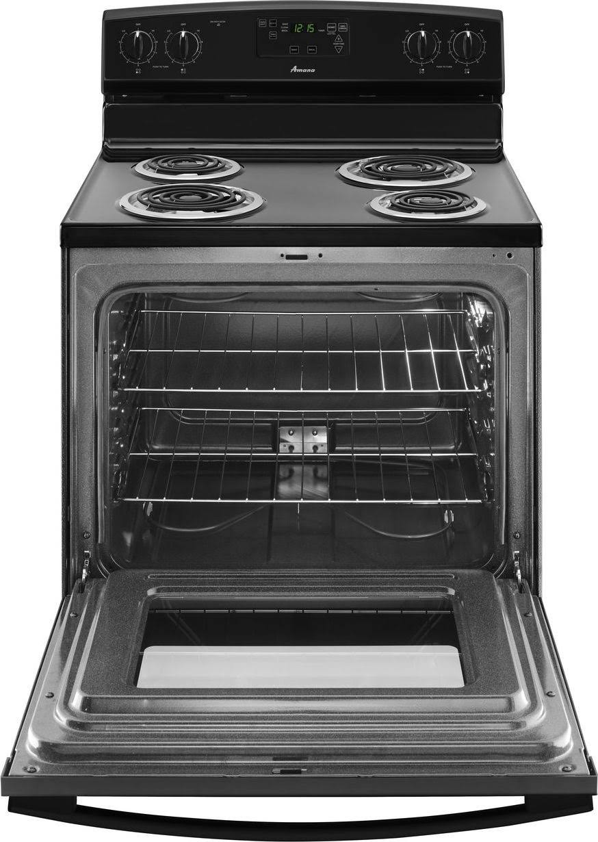 Amana 30-Inch 4.8 Cu. ft. Single Oven Free-Standing Electric Range& with Storage Drawer& Black