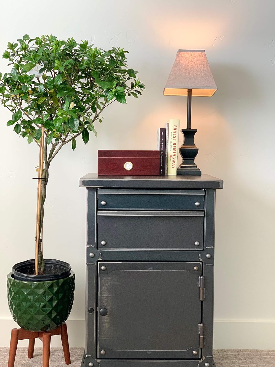 LONGHORN LNS3020S Nightstand by Rhino Metals, End Table with 2 Heavy Duty Drawers and Locking Cabinet with Double Bitted High Security Key