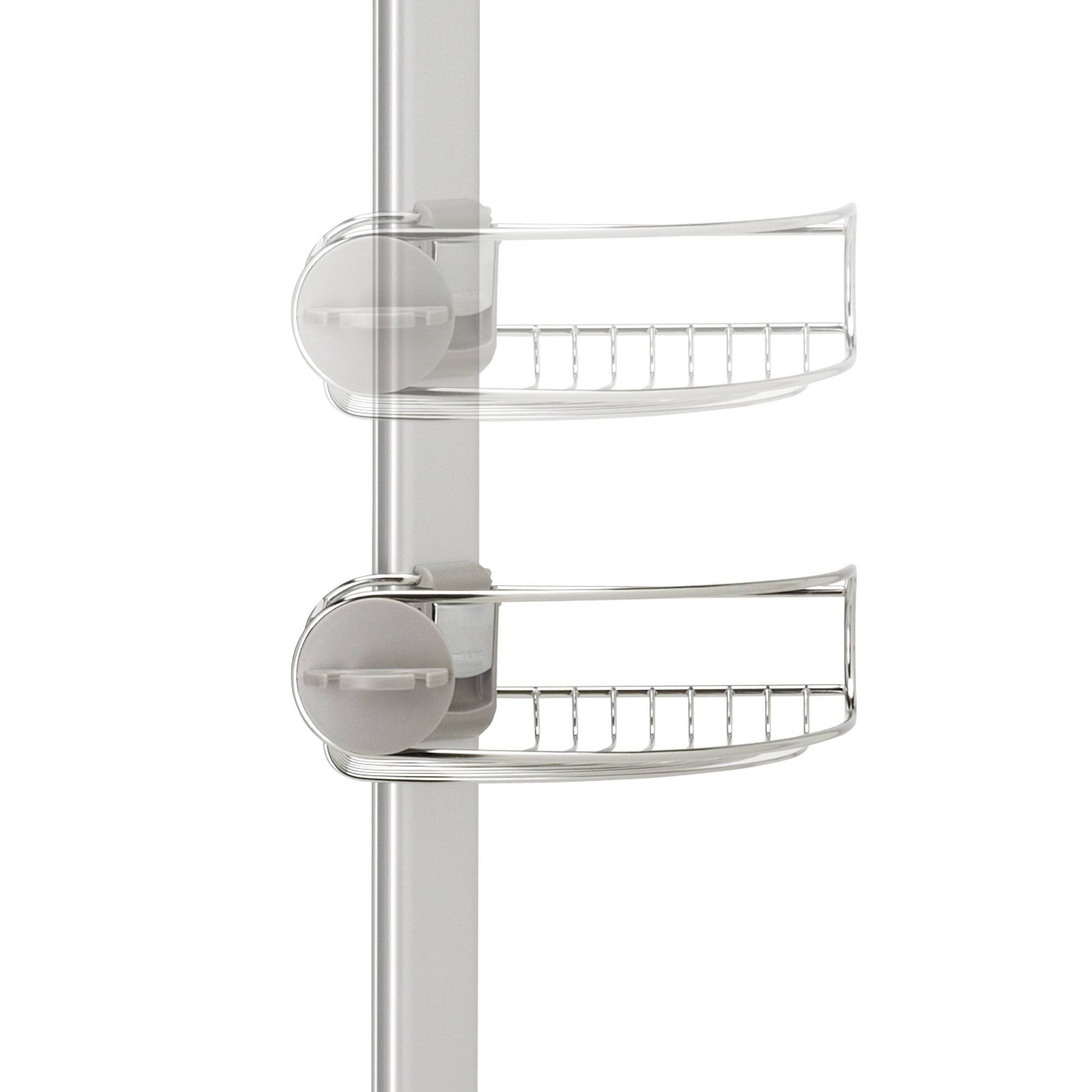 simplehuman 9 ft. Stainless Steel and Anodized Aluminum Tension Pole Shower Caddy, Silver