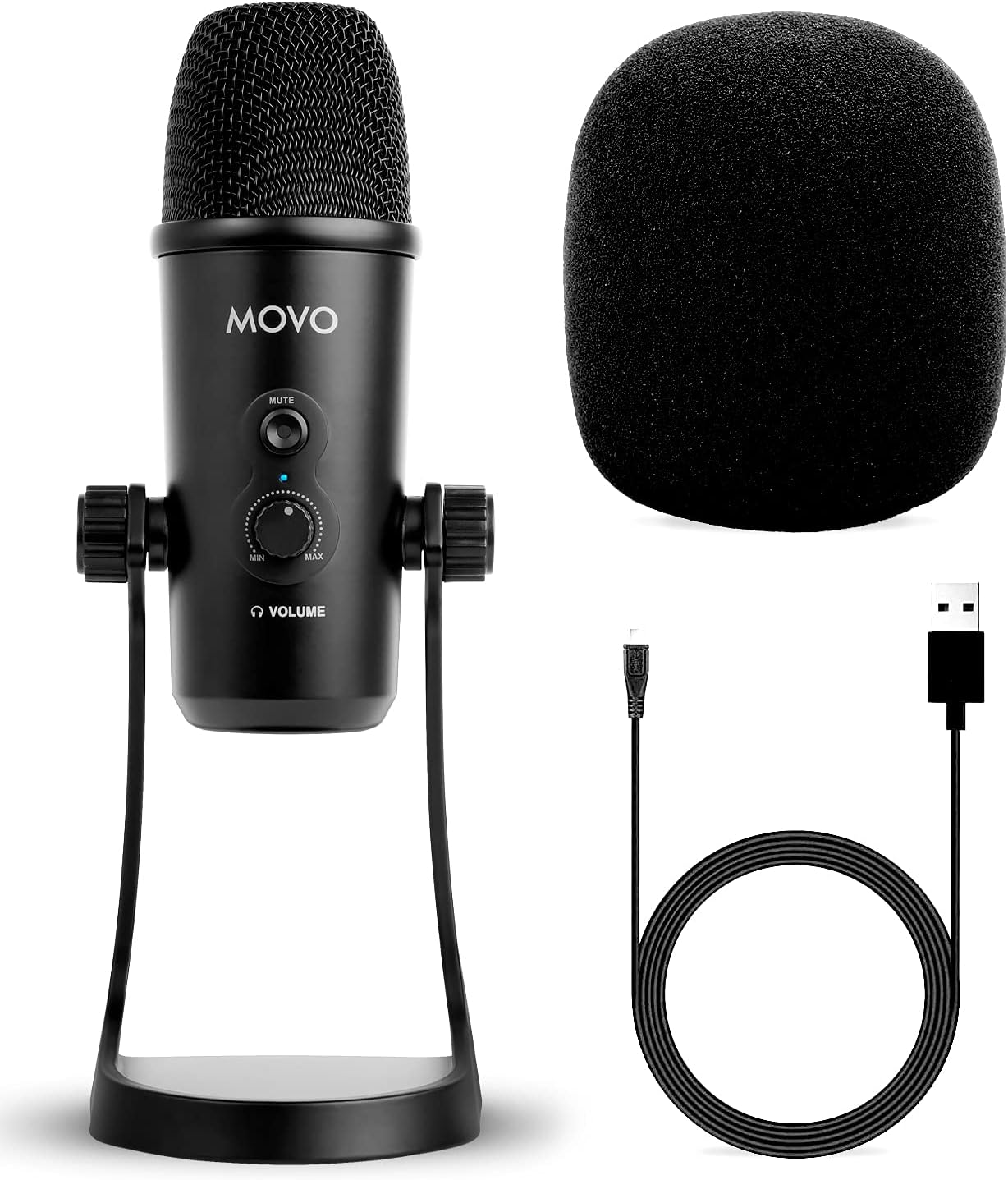 Movo UM700 Desktop USB Microphone for Computer with Adjustable Pickup Patterns Perfect as a Podcast Microphone, Streaming Microphone, Gaming Microphone, and More