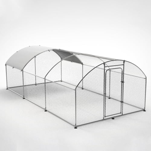 Metal Large Chicken Coop Walk-in Poultry Cage Large Chicken Run Arc Shaped Cage with Waterproof Anti-Ultraviolet Cover, 1.00" Diameter Tube (19.6' L x 9.8' W x 6.5' H) - Curated Treasures Market