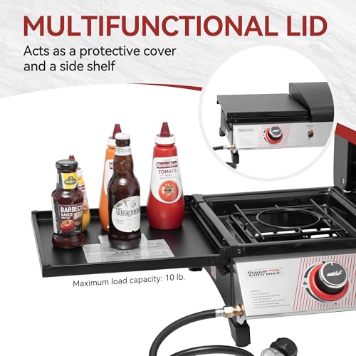 Royal Gourmet PD1305H 3 Burner Propane Gas Grill and Griddle Combo with Lid, 3-in-1 Grill Griddle Combo with 29,000 BTUs Output for Outdoor Cooking, 364 Sq. In. Cooking Area, Silver & Black