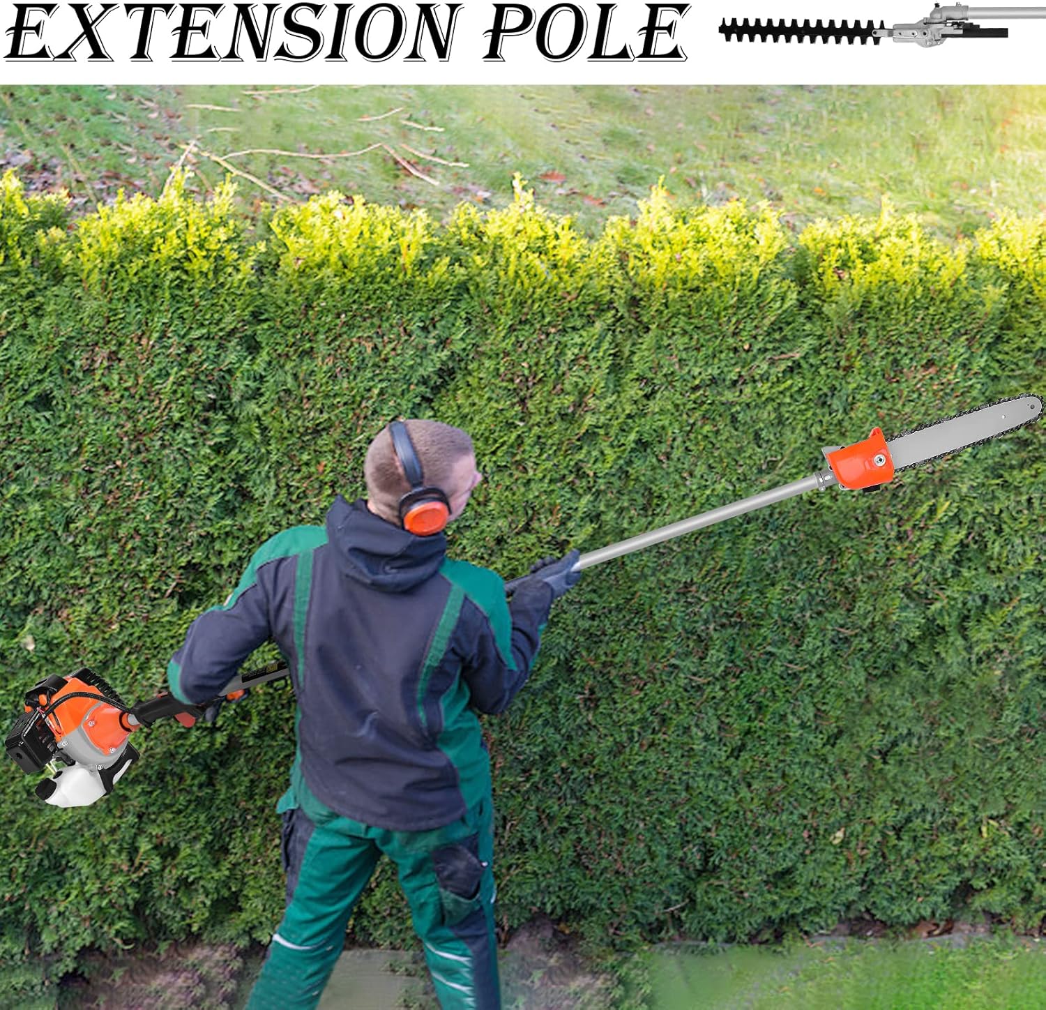 DatingDay 52cc 6 in 1 Gas Petrol Hedge Trimmer Brush Cutter Chainsaw Multifunctional