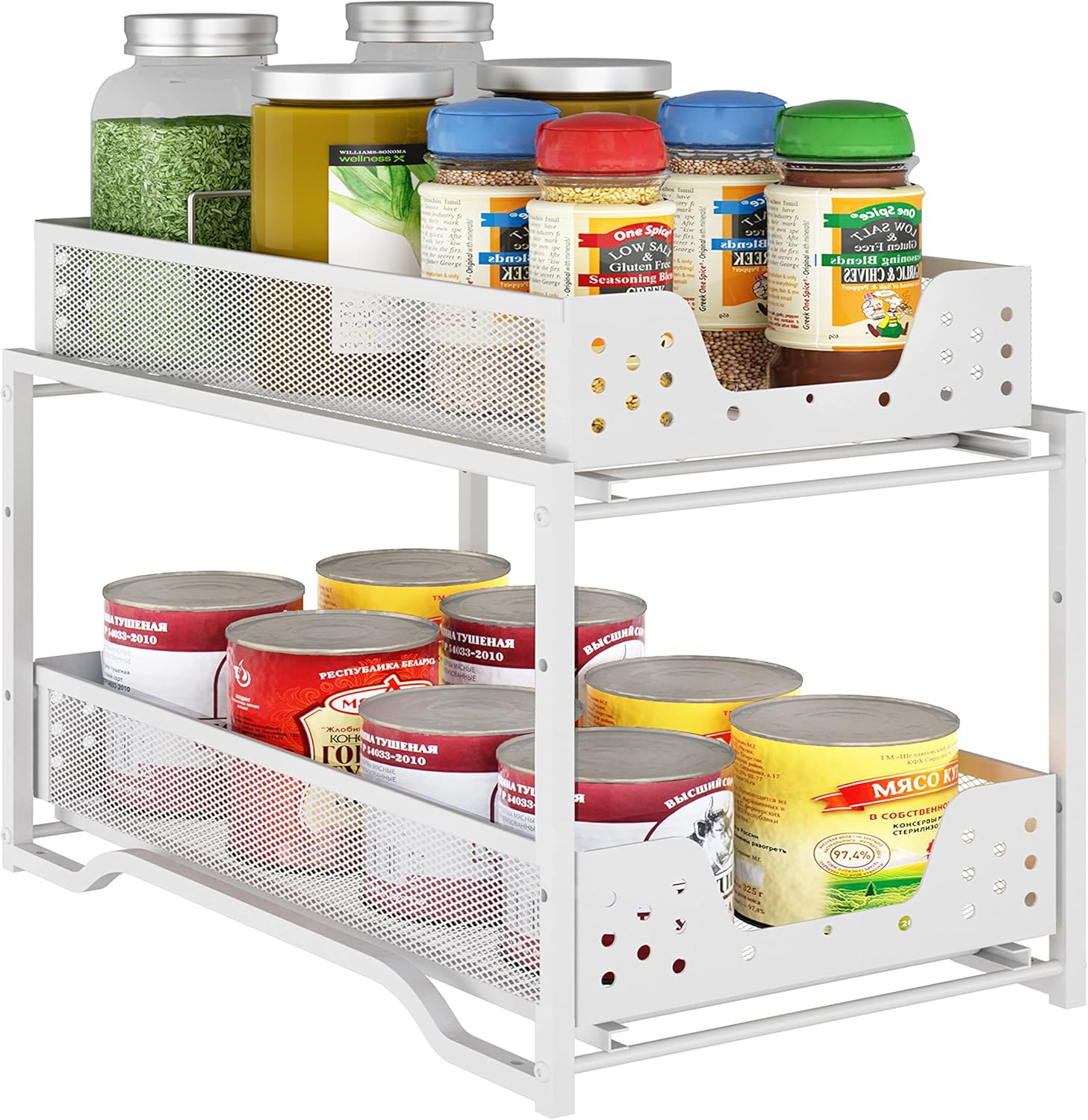 Simple Trending 2-Tier Stackable Under Sink Cabinet Organizer with Sliding Storage Drawer, Bronze