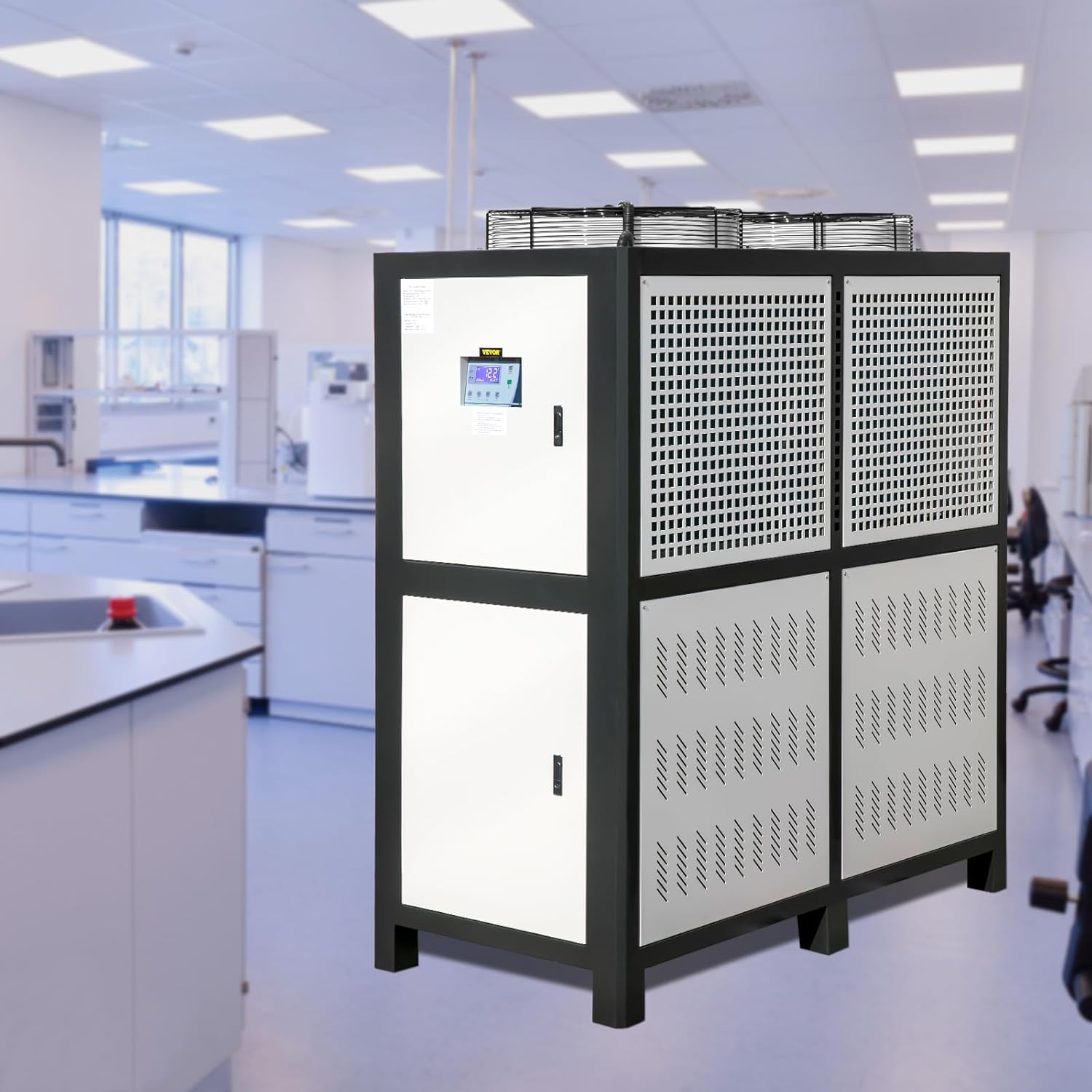 VEVOR Water Chiller 15Ton, Capacity Industrial Chiller 15Hp, Air-Cooled Water Chiller, Finned Condenser, with Micro-Computer Control, Stainless Steel Water Tank Chiller Machine for Cooling Water