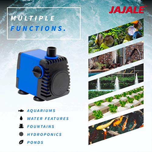 JAJALE Submersible Water Pump Ultra Quiet For Pond,Aquarium,Fish Tank,Fountain,Hydroponics