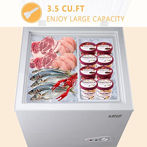 KRIB BLING Deep Freezer, Chest Freezer for Daily Usage， Top Door Opened Freestanding Chest Freezer, White