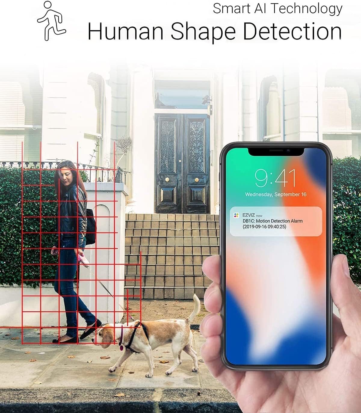 EZVIZ Video Doorbell Camera, 2.4Ghz/5Ghz Wi-Fi 1080P Security Camera with AI-Human Detection, 2-Way Audio, Existing Wiring Required | DB1C