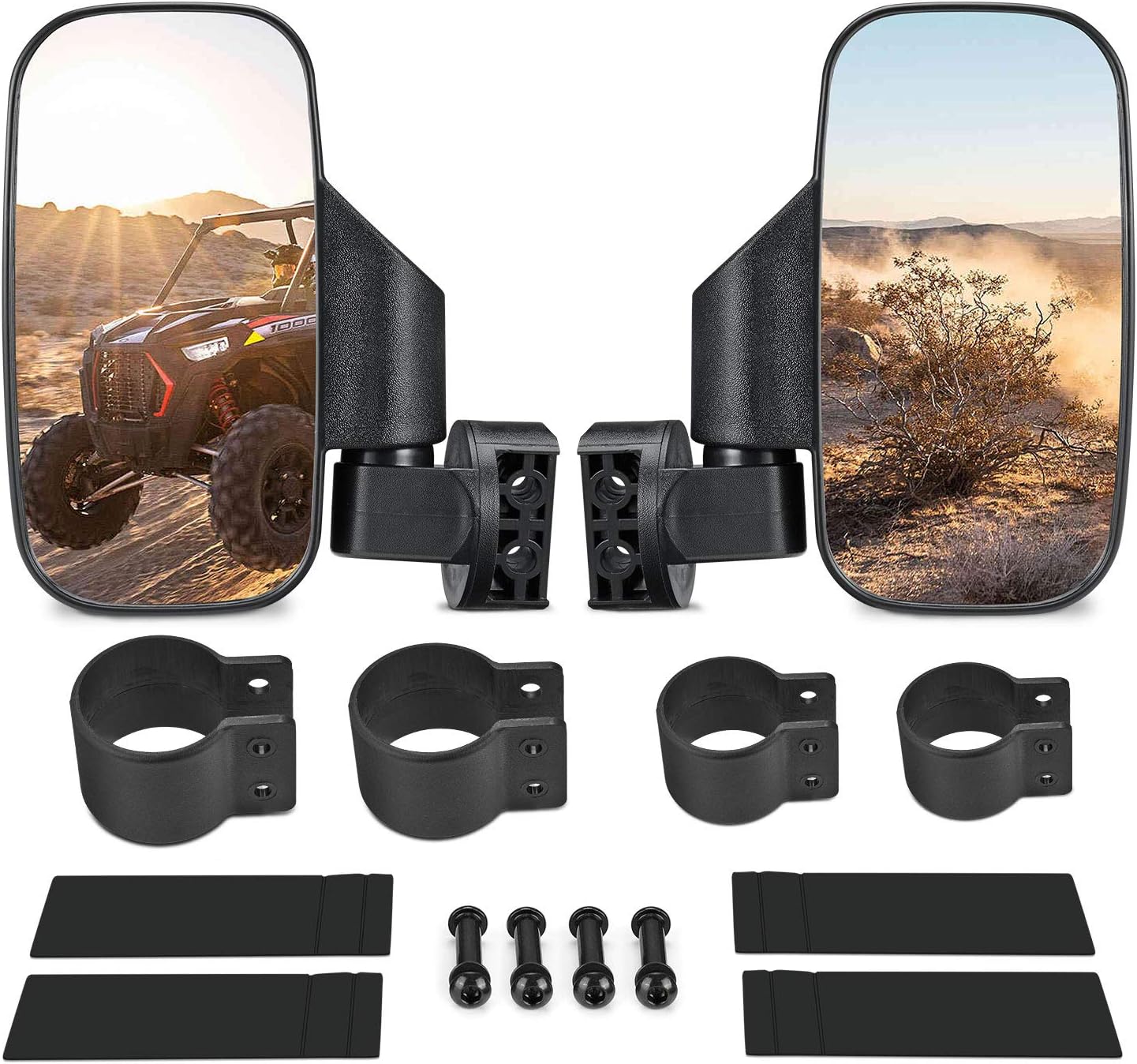 UTV Side Mirrors with 1.75" -2" Roll Bar Cage, UTV Mirrors 360 Degree Adjustable RZR Mirrors Compatible with Polaris RZR Kawasaki Teryx Mule Pioneer Yamaha Rhino YXZ