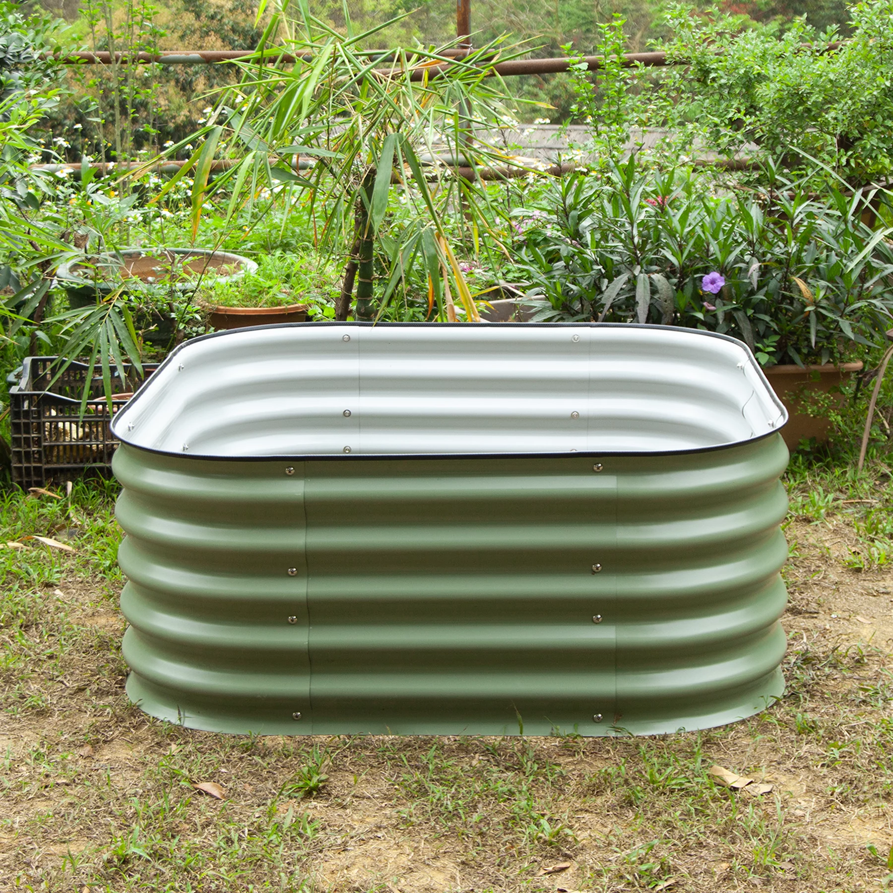 VEGEGA 17" Tall 5'X2' Metal Corrugated Raised Garden Bed Kit , Planter Box for Vegetables, Flowers, Herbs - Green (4in1)