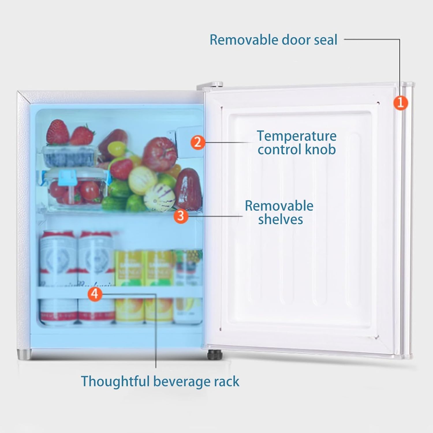 Compact Refrigerator, Mini Beverage Fridge with Adjust Temperature, Energy Saving Small Fridge Perfect for Bedroom Office Dorm Apartment