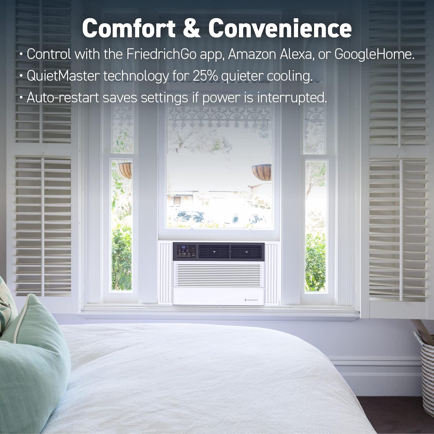Friedrich CCW24B30B Chill Premier Smart Air Conditioner Wall & Window Unit, WiFi Mobile Control, White, Cooling Capacity (24,000 BTU)