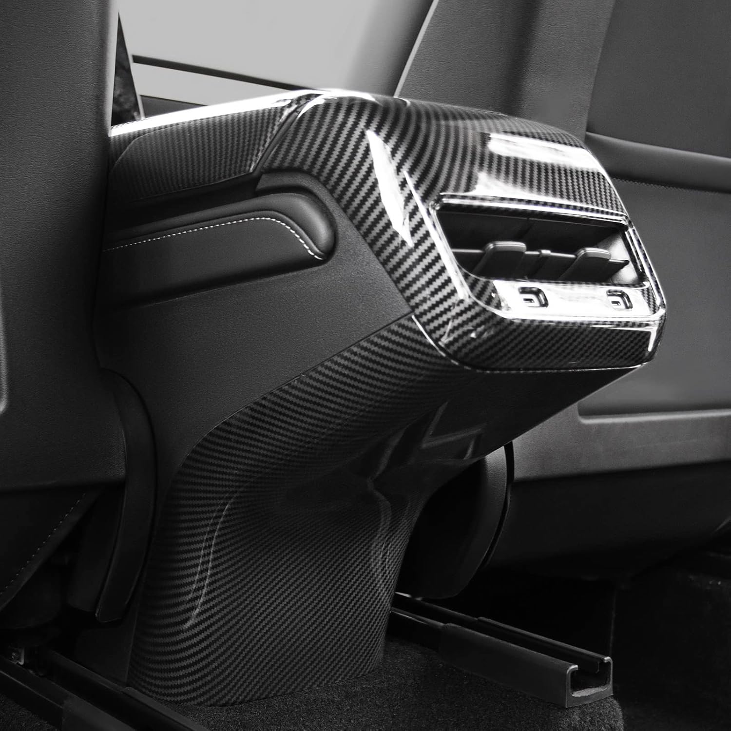 powoq Fit 2021 2022 Tesla Model 3 Model Y Center Console Wrap ABS Carbon Fiber Center Console Cover for 2021 2022 Tesla Model 3 Model Y Accessories（Glossy Carbon Fiber, Center Console Kit）
