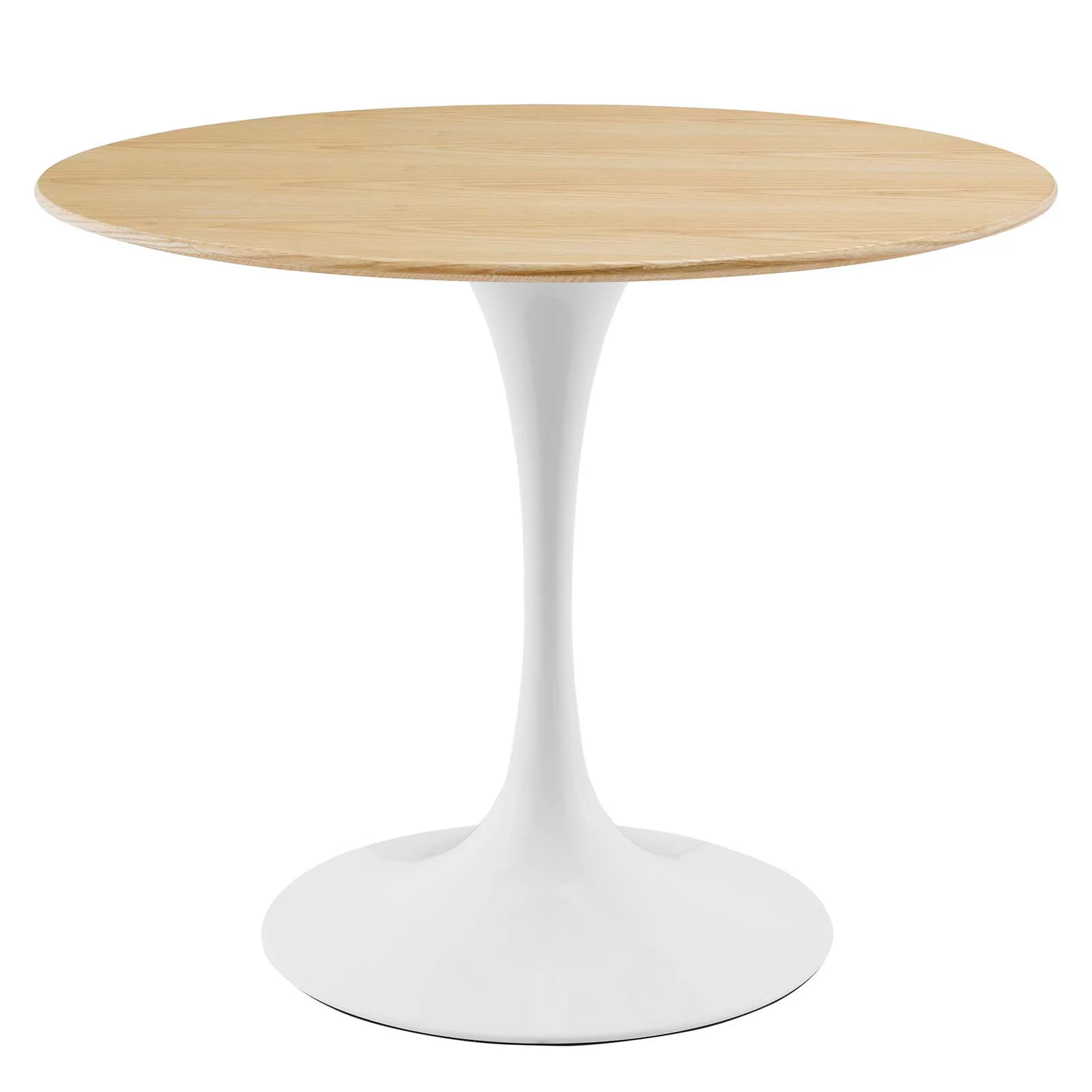 36 inch Dining Table, Round, Natural Brown White, Wood, Metal Steel, Modern Contemporary Mid-Century, Kitchen Room Cafe Bistro Restaurant Hospitality