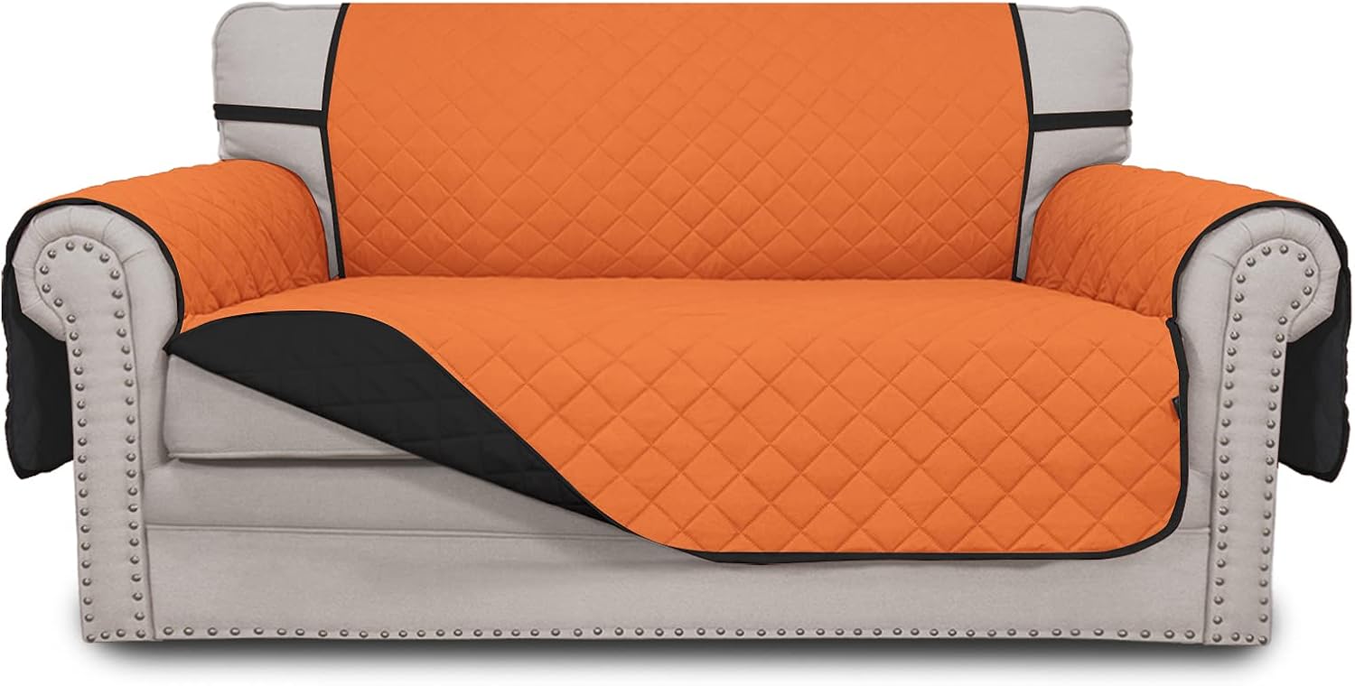 Easy-Going Sofa Slipcover Reversible Sofa Cover Water Resistant Couch Cover with Foam Sticks Elastic Straps Furniture Protector for Pets Kids Children Dog Cat (Sofa, Darkgray/Beige)