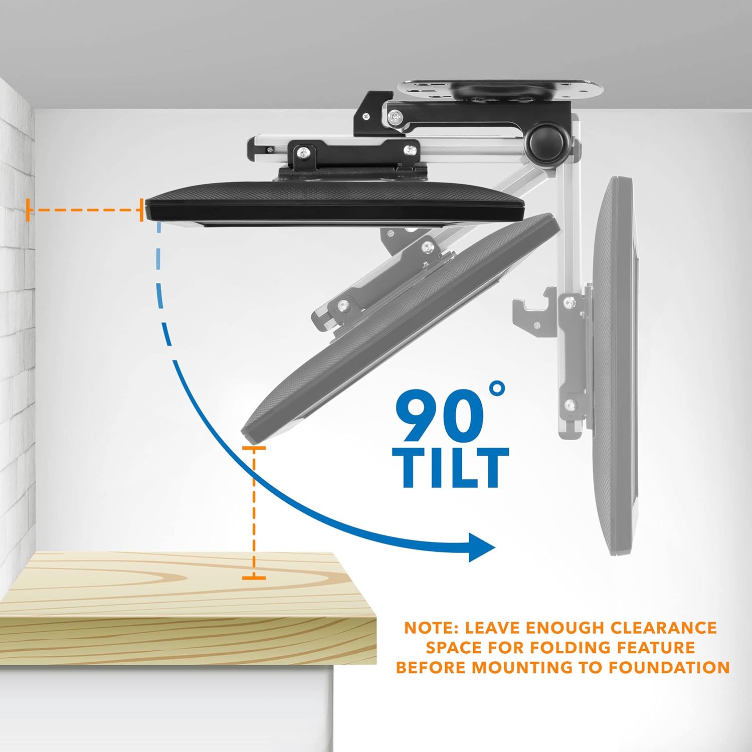 Mount-It! Flip Down TV and Monitor Mount | Ceiling Kitchen Overhead and Under Cabinet Mount | Fits Flat Screens 13 15 17 19 21.5 24 27 32 37 Inches | VESA Compatible 75 - 200 | Height Adjustable