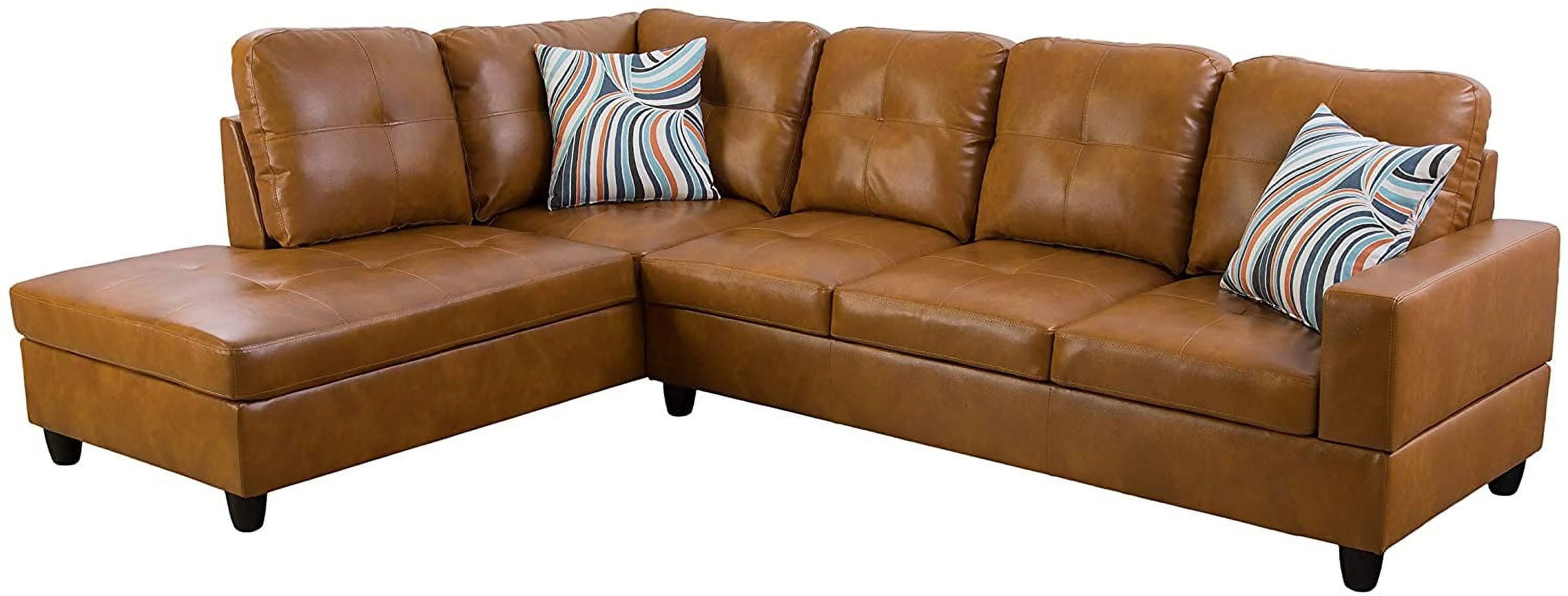 Beverly Fine Furniture Furniture Sectional Sofa Set, Living Room Sofa Set, Leather L Shape Sofa Left Hand Facing,Ginger ( without Storage Ottoman)