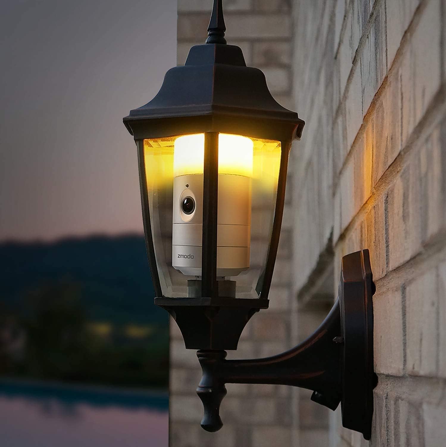 Zmodo Torch 360 Smart Home Garden Door Light Wireless Camera, Outdoor Wide Angle, Motion Alert, Silver