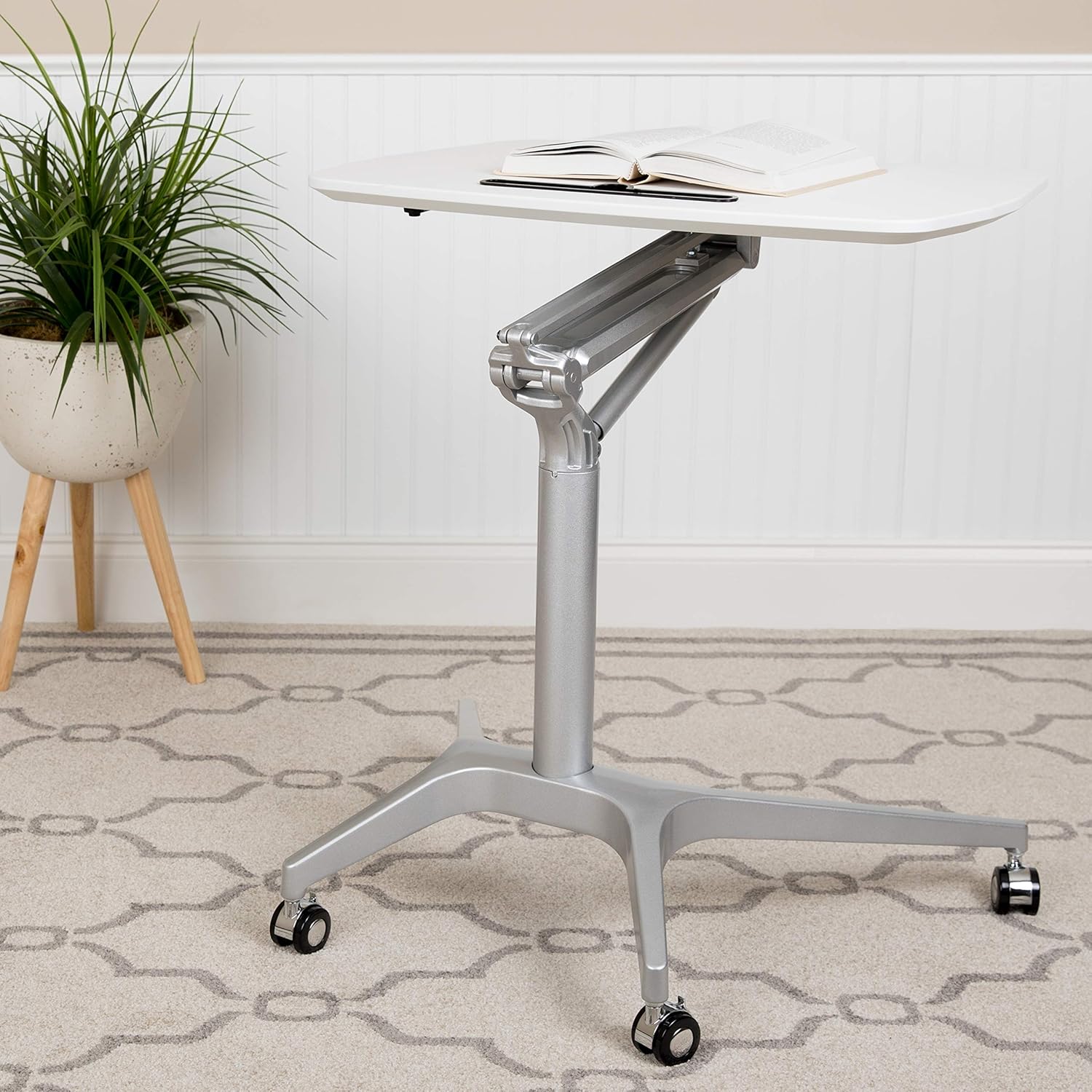 Flash Furniture Mobile Sit-Down, Stand-Up Black Computer Ergonomic Desk with 28.25"W Top (Adjustable Range 29" - 41")