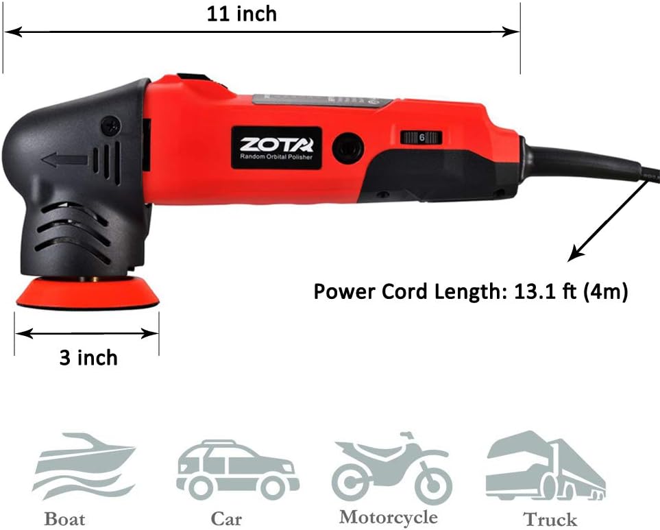 ZOTA Oribtal Polisher, 3 inch Dual Action Polisher with 13.1 feet Cord, Mini Polisher Kit and Polisher for Car Detailing.