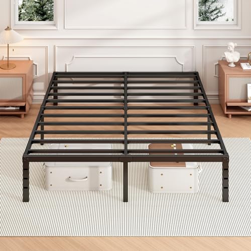 14 Inch Twin Bed Frame - Sturdy Platform Bed Frame Metal Bed Frame No Box Spring Needed Heavy Duty Twin Size Bed Frame Easy Assembly Strong Bearing Capacity, Under Bed Storage