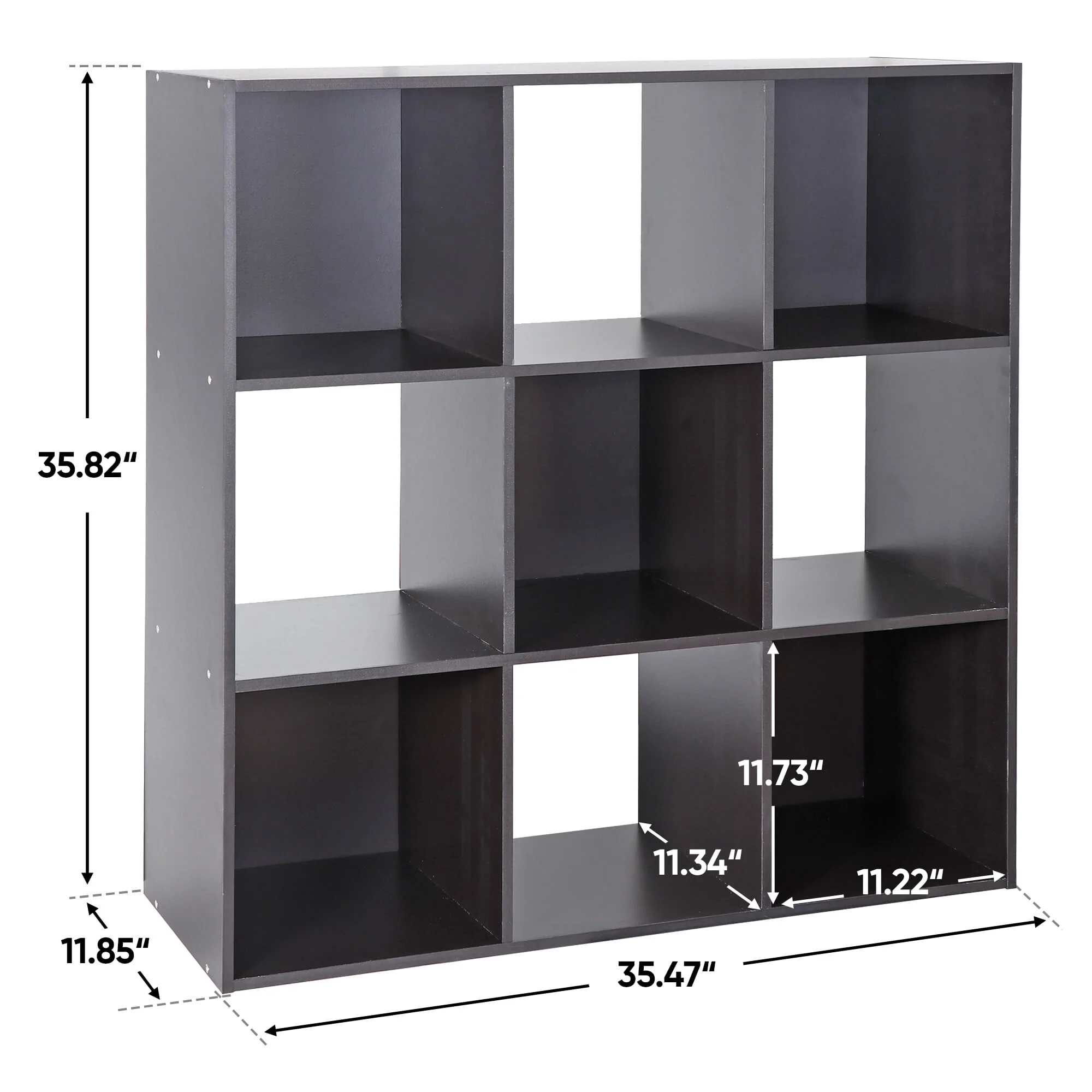 ZENY 9 Cubes Wooden Cube Organizer Bookcase Cubecials Cabinet Storage (Black)