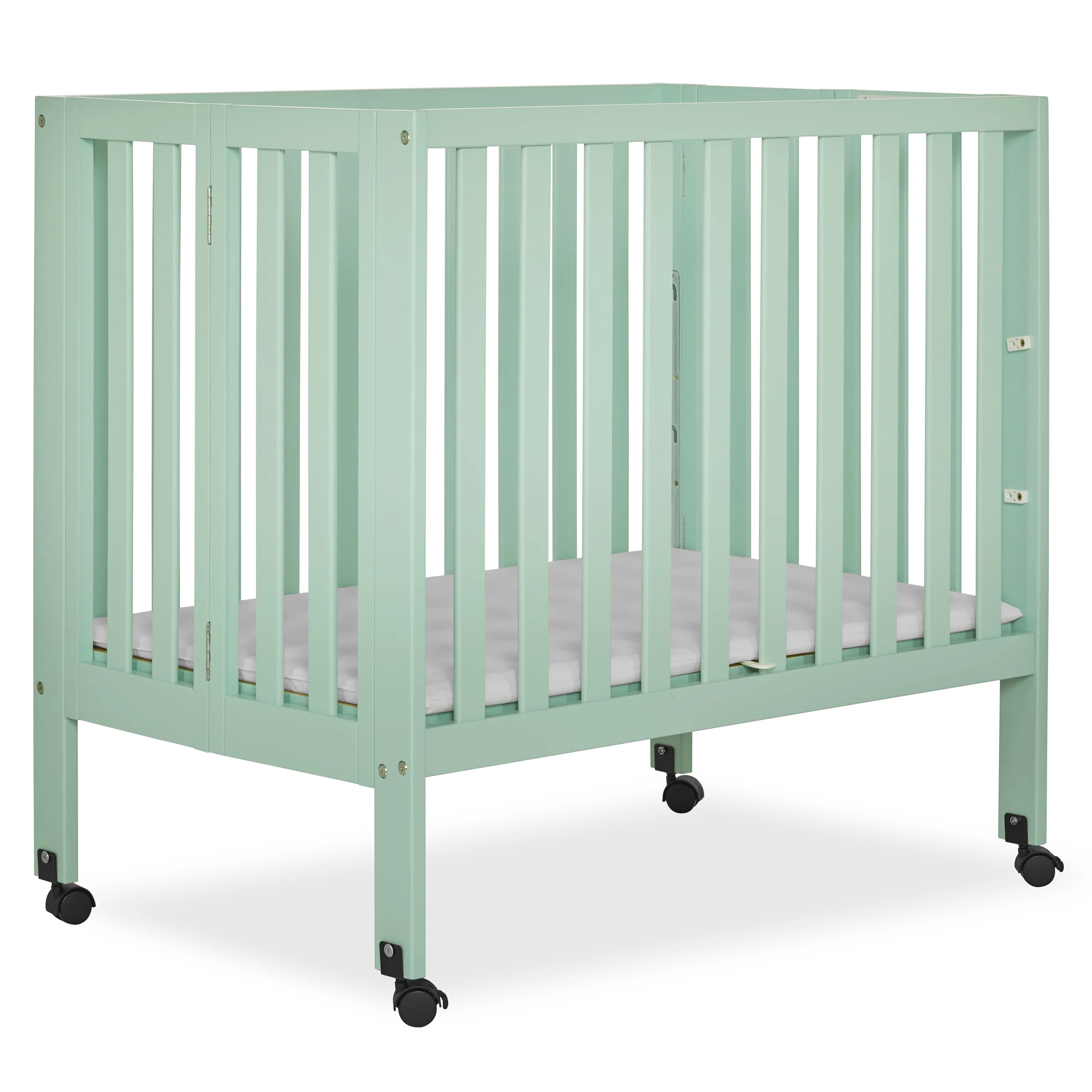 Dream On Me Jett Non-Full Size Folding Crib in Pebble Grey, Patented Folding System