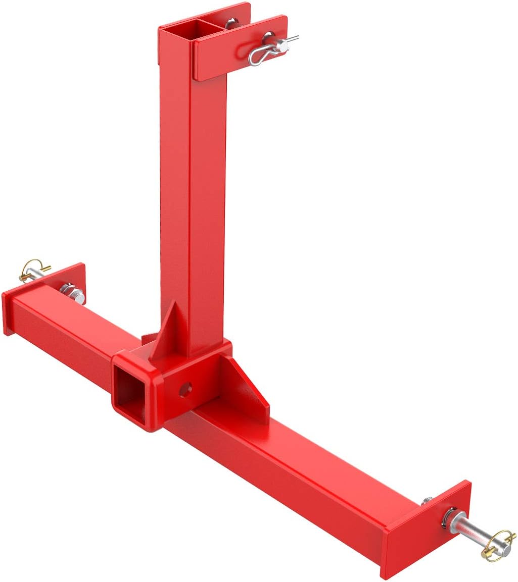 Sulythw 3 Point Trailer Hitch with 2 Receivers for Category 1 Tractors 3 Point Attachment Red Towing Hitch Gooseneck Drawbar Receivers