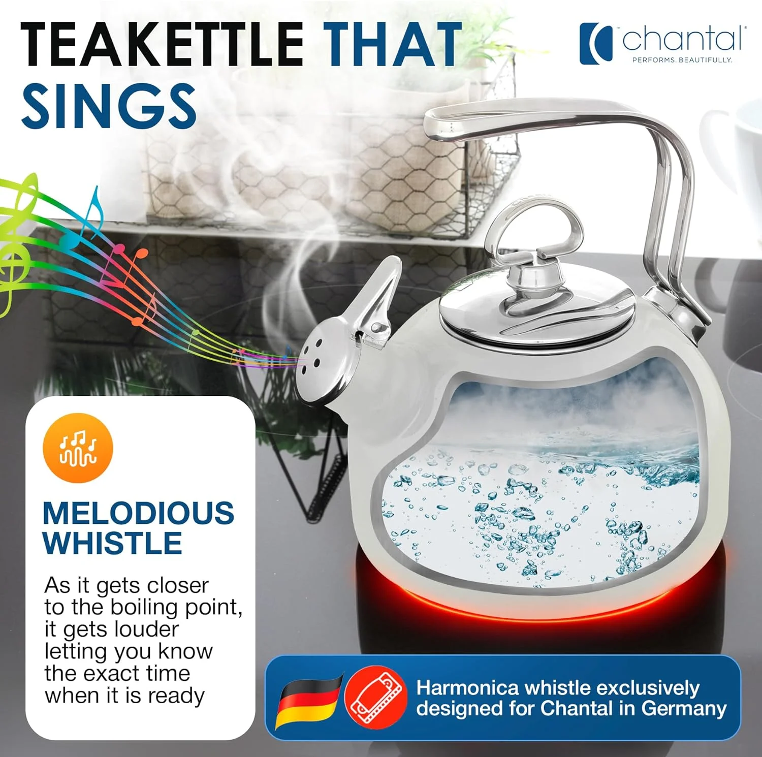 Classic Teakettle, 1.8 QT, Food Grade Pure Copper, 2-Tone Harmonica Whistle, Rapid Boil And Even Heating (Copper)
