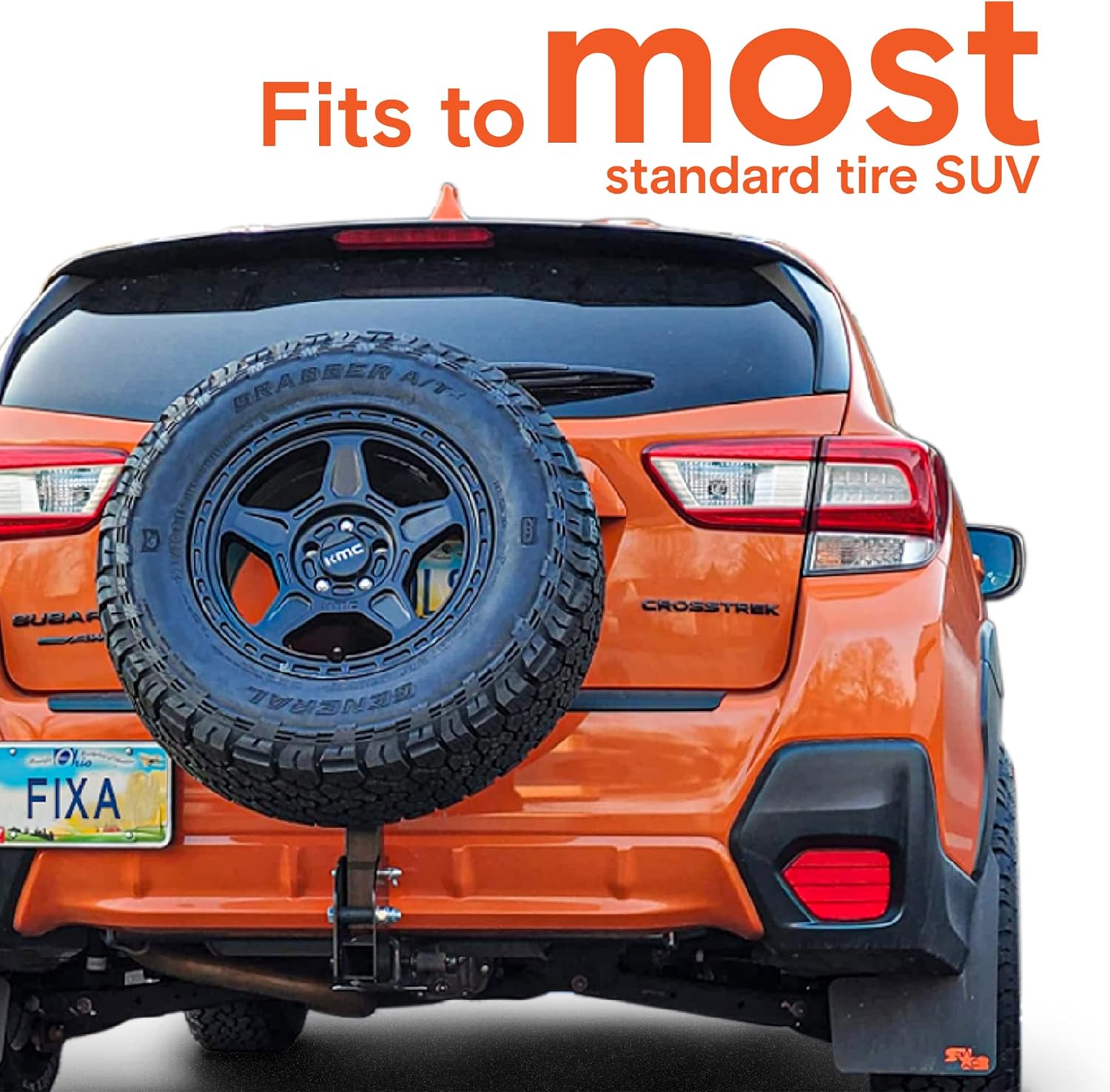 FIXA TOOLS Hitch Spare Tire Mount Universal Trailer Hitch Tire Carrier Foldable Construction for SUV Hitch Mount Collapsible Mount Rack Adaptor for 2-inch Receiver Front and Back Rear Tailgate