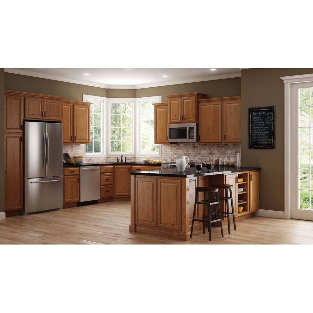 Hampton Bay Drawer Base Kitchen Cabinet 18 in. x 34.5 in. x 24 in. Medium Oak