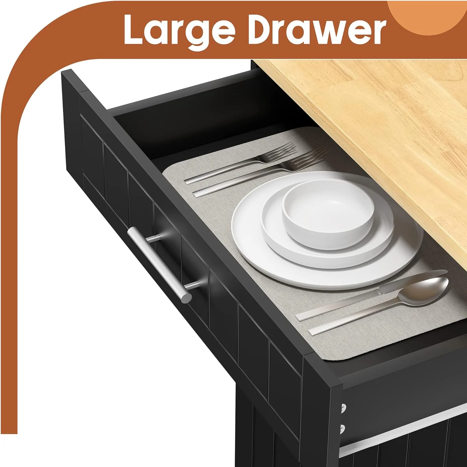 Kitchen Island on Wheels with Storage Cabinet & Drawer, 26" Width Rolling Kitchen Table, Cart Handle for Towel Rack or Free Mobility, Portable Islands for Kitchen, Dining Room(Black) - Curated Treasures Market