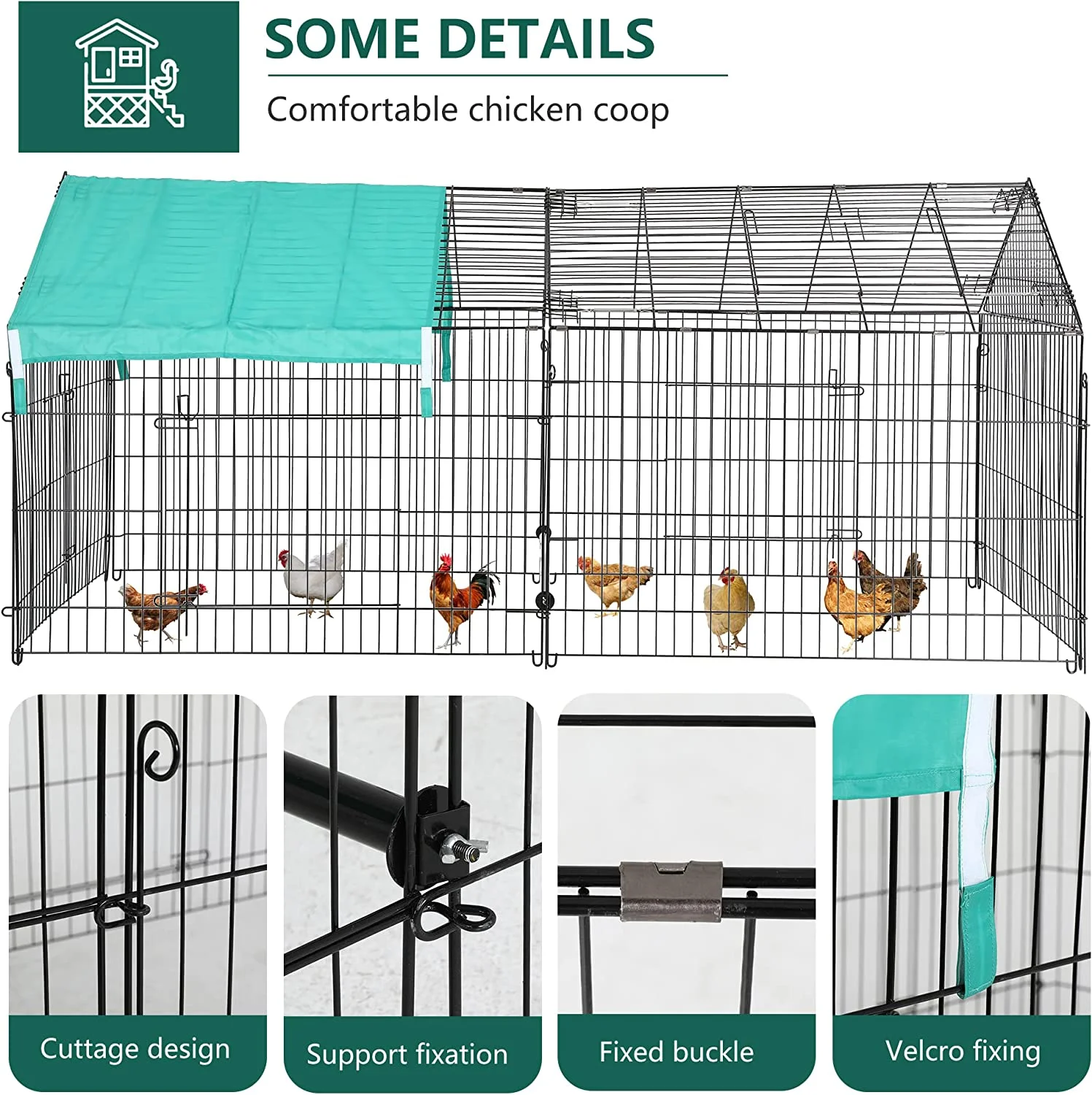 BestPet 8741 Large Metal Chicken Coop,Walk-in Poultry Cage Chicken Run Outdoor Duck Coop Chicken Pen Pet Playpen w/Door & Cover Rabbit Enclosure for Backyard Farm