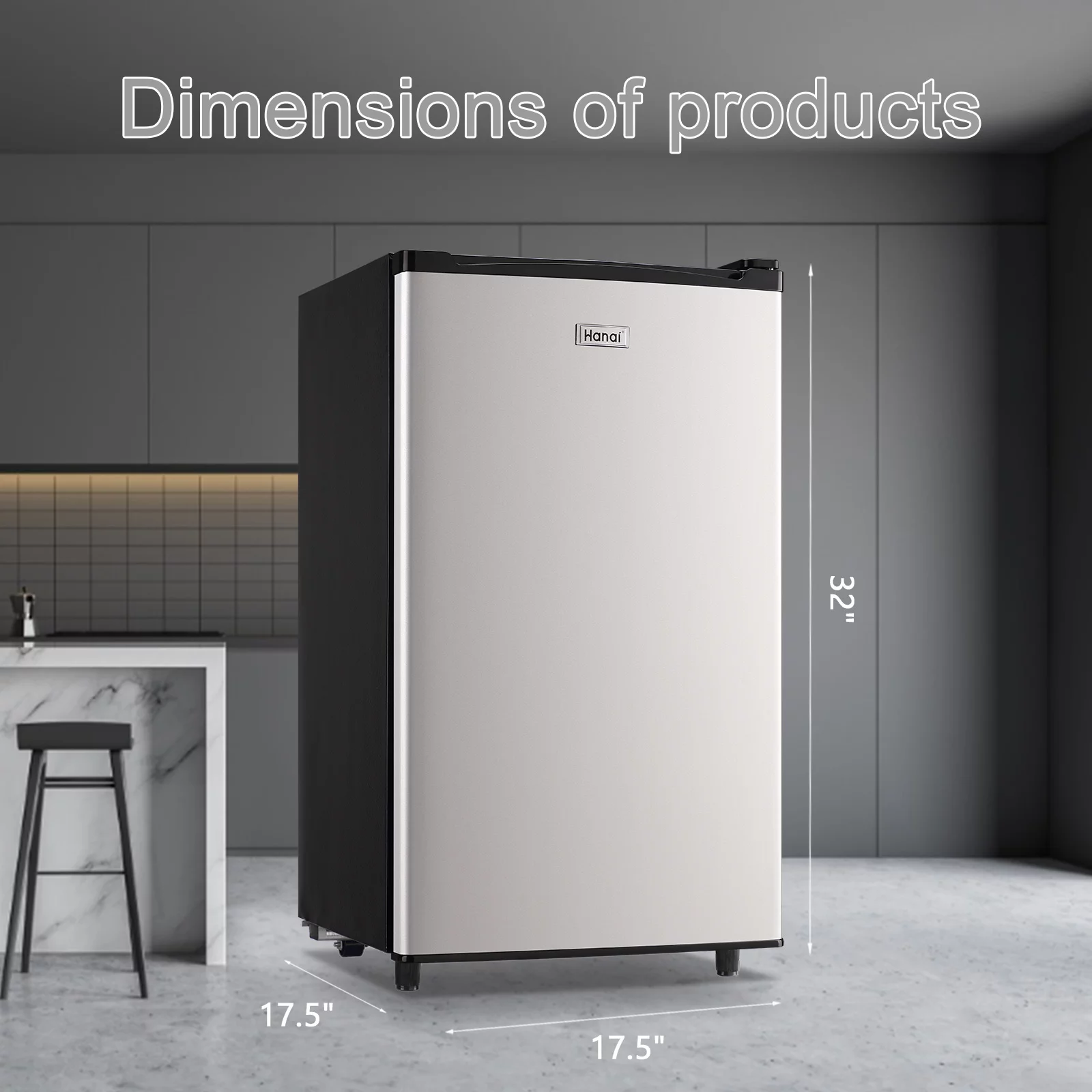 WANAI Mini Refrigerator 3.2 Cu.Ft, Single Door, Adjustable Removable Shelves Refrigerator Suitable For Dorm,Office,Living room Freezer Energy Saving for Garage Apartment Kitchen or Business, Black