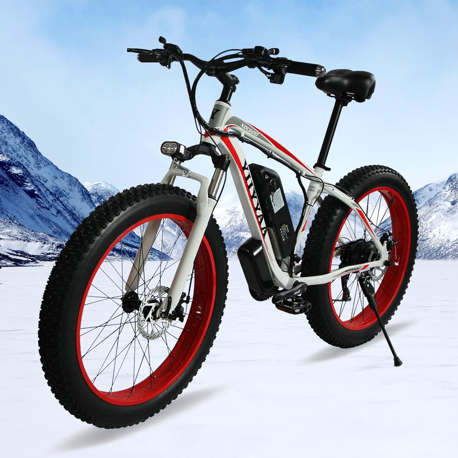 Adasea 26" Electric Bike, 500W Fat Tire Electric Mountain Bike, Adult Ebike with Removable 36V/10Ah Lithium Battery - 21 Speed 3 Modes - Snow Bike for Adult