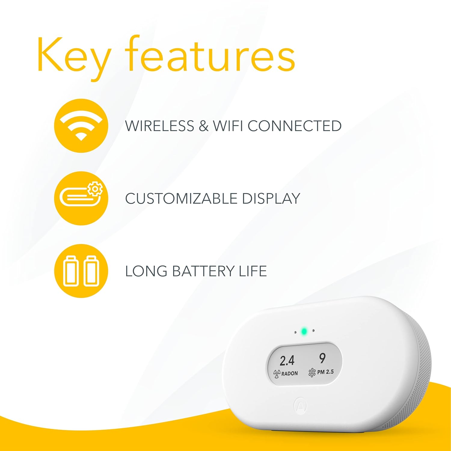 Airthings 2960 View Plus - Battery Powered Radon & Air Quality Monitor (PM, CO2, VOC, Humidity, Temp, Pressure)