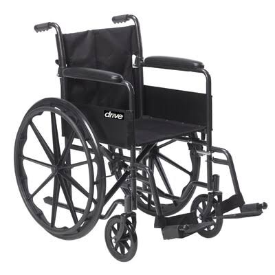 Drive Medical Silver Sport 1 Wheelchair with Full Arms and Swing Away Removable Footrest (SSP118FA-S | Quill