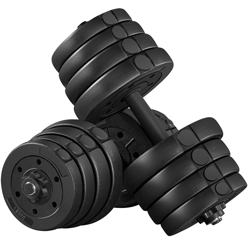 Yaheetech 66LB Adjustable Dumbbell Weight Set Home Training Dumbbell Pair Lifting Black