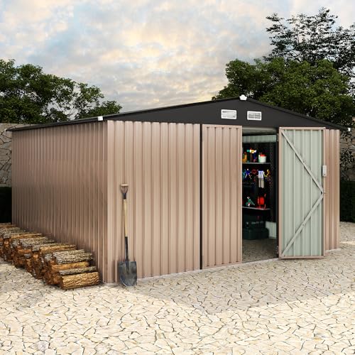 All-Weather Resin Shed with Window, Outdoor Plastic Garden Shed with Lockable Door and Vents, Outdoor Resin Storage Sheds for Tool, Bike, Backyard, Patio