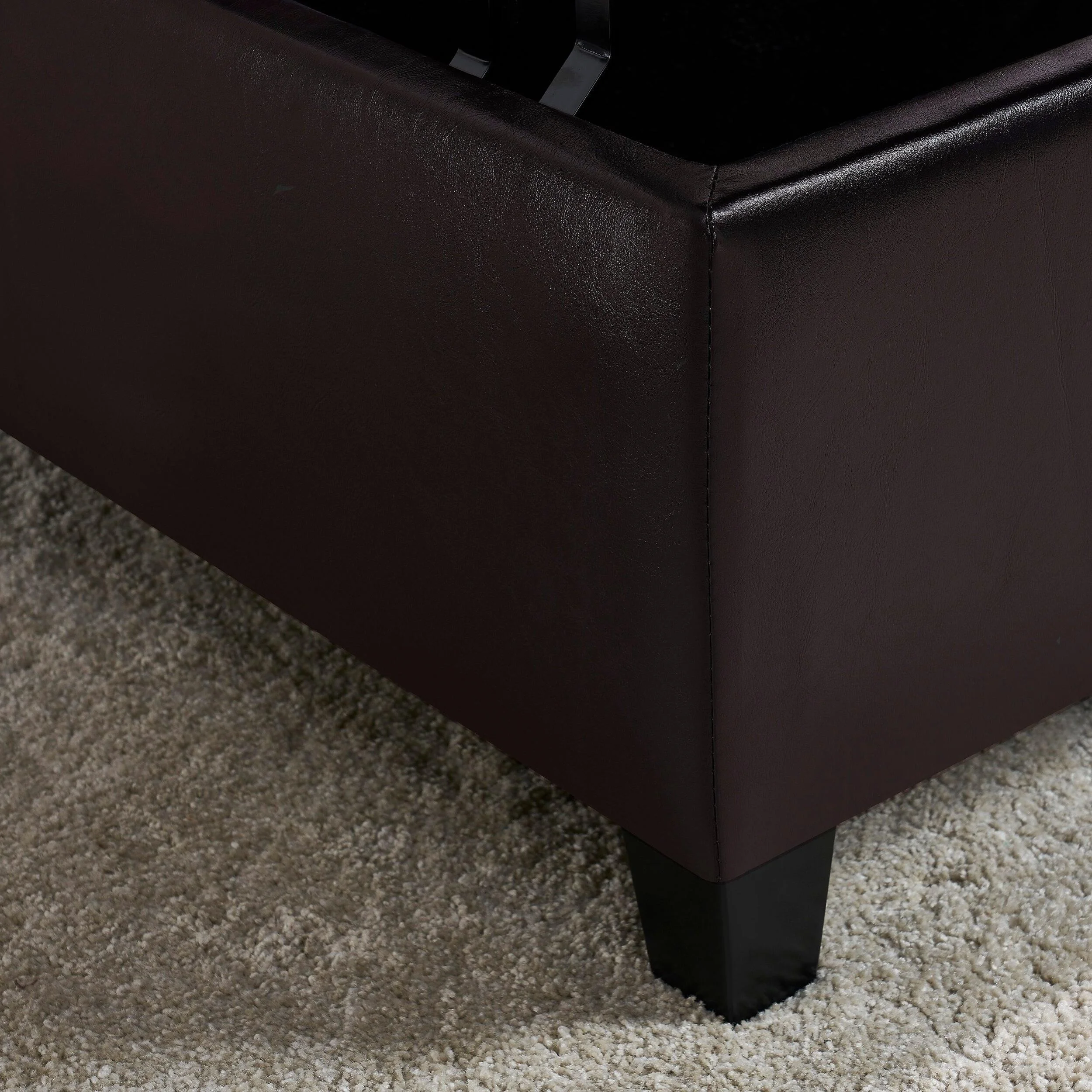 Supfirm Large Square Faux Leather Storage Ottoman | Coffee table for Living Room  Bedroom (Dark Brown)
