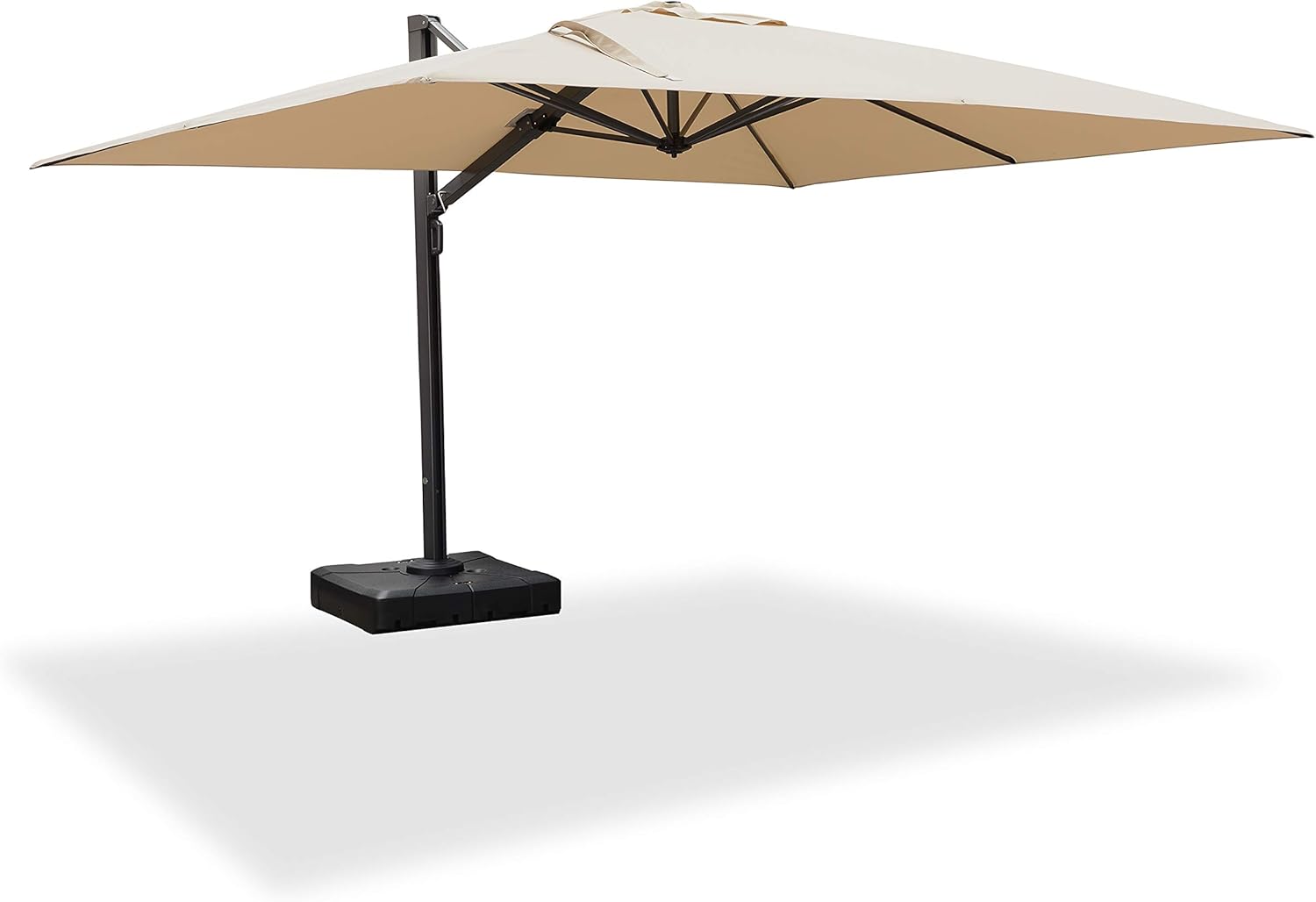 PURPLE LEAF 11 FT Square Patio Umbrella Large Outdoor Aluminum Umbrella Offset Umbrella with 360-degree Rotation Cantilever Umbrella for Garden Deck Backyard Pool, Beige