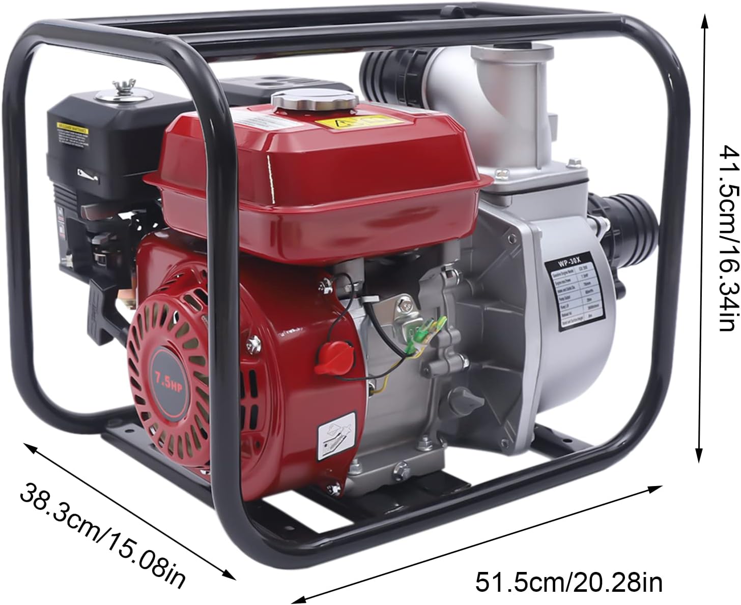 3 " Gasoline Water Pump 60m3/H 7.5 Hp Water Transfer Pondpump Semi Trash Farm Pump Motor Pump Self-Priming Semi-Trash Water Pump 3" Inlet & Outlet High Pressure Irrigation