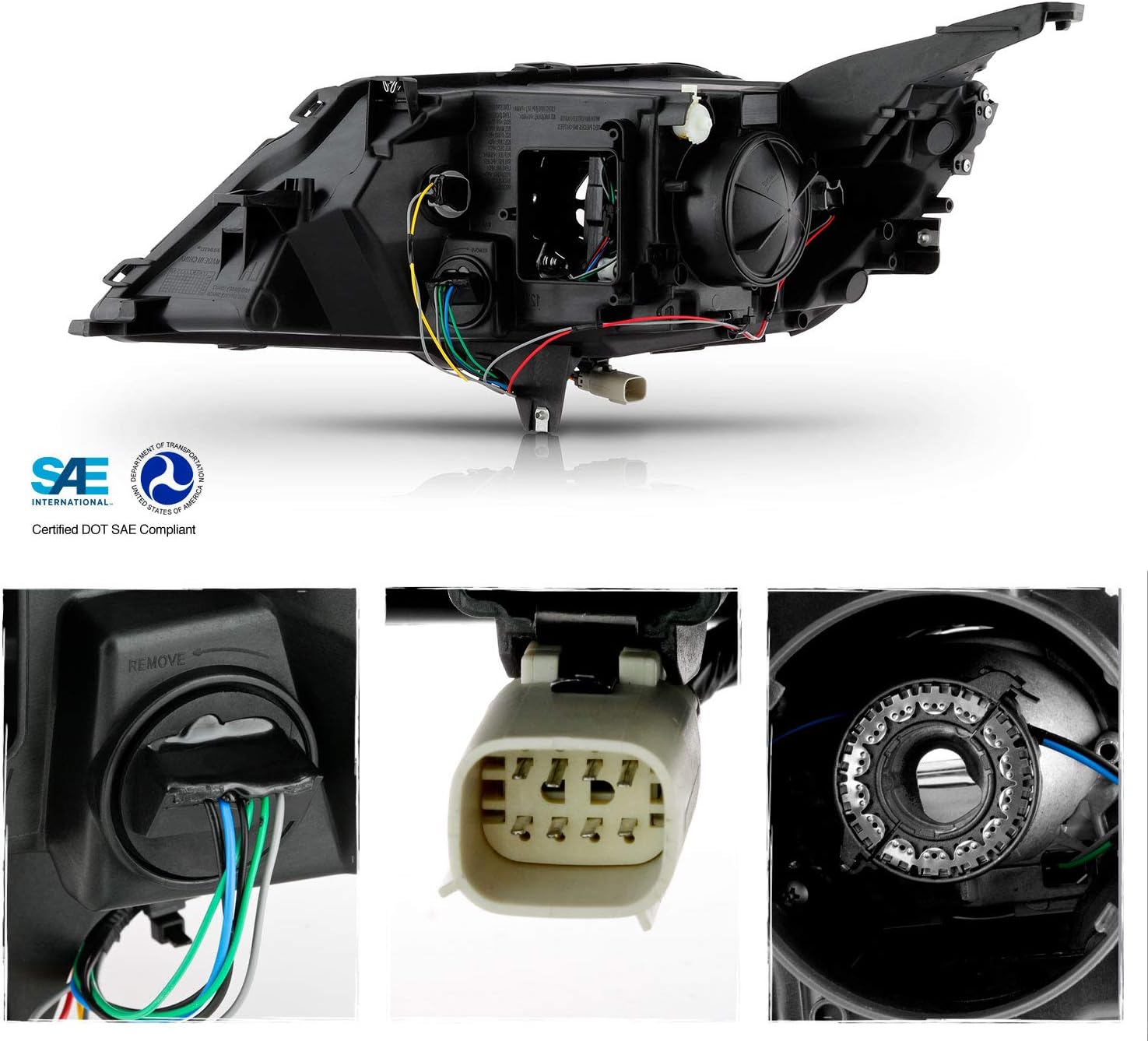 AKKON - Fits 2014 2015 2016 2017 2018 2019 2020 Chevy Impala Sedan [HID/Xenon Non-AFS Type] Projector Black Headlight Passenger Right