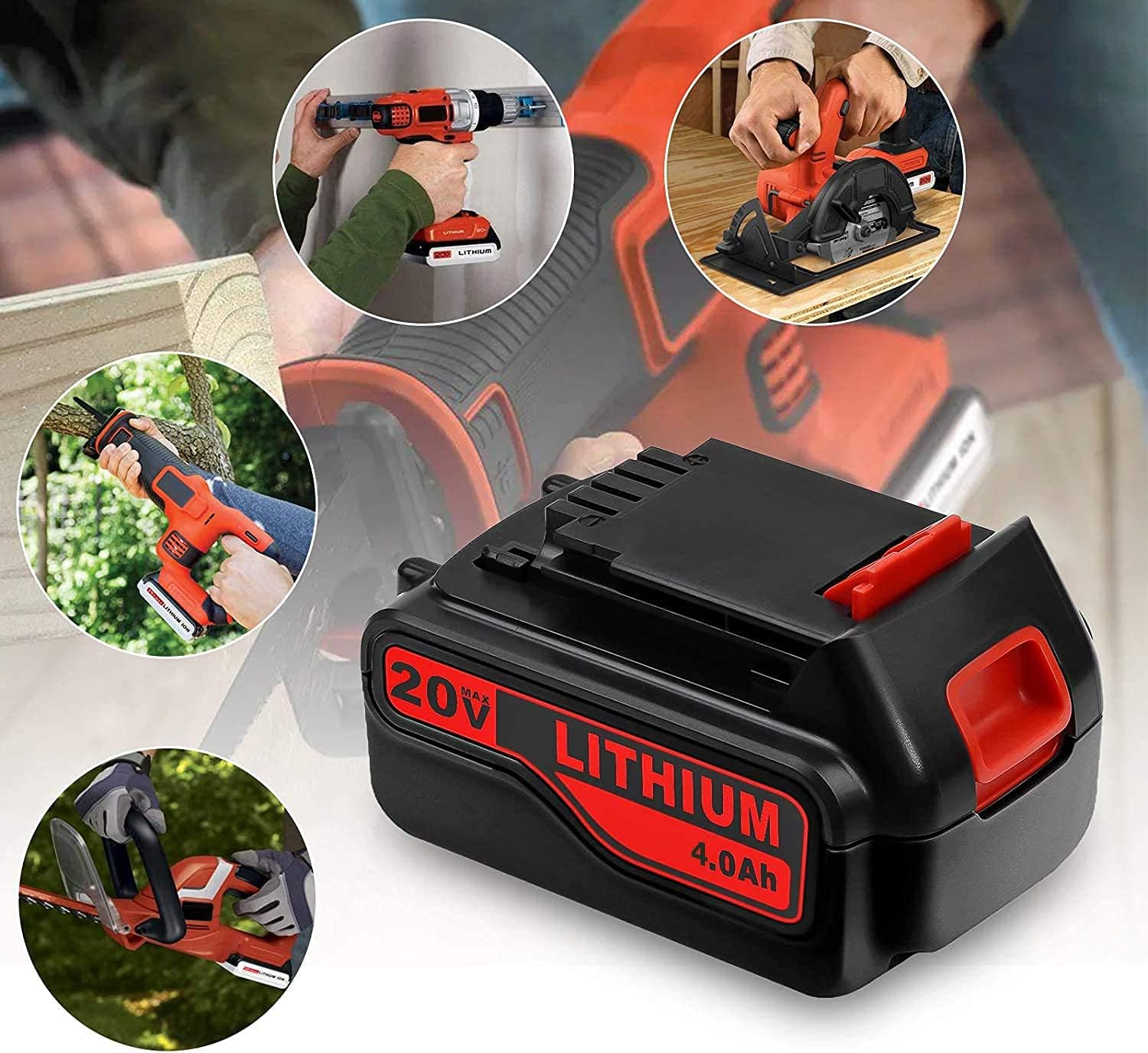 2 Pack 4.0Ah 20V LBXR20 Replacement Lithium Battery for Black and Decker 20Volt Max LBXR20 LB20 LBX20 LBXR2020 LBX4020 LB2X4020-OPE LBXR20-OPE Power Tools Pack of 2